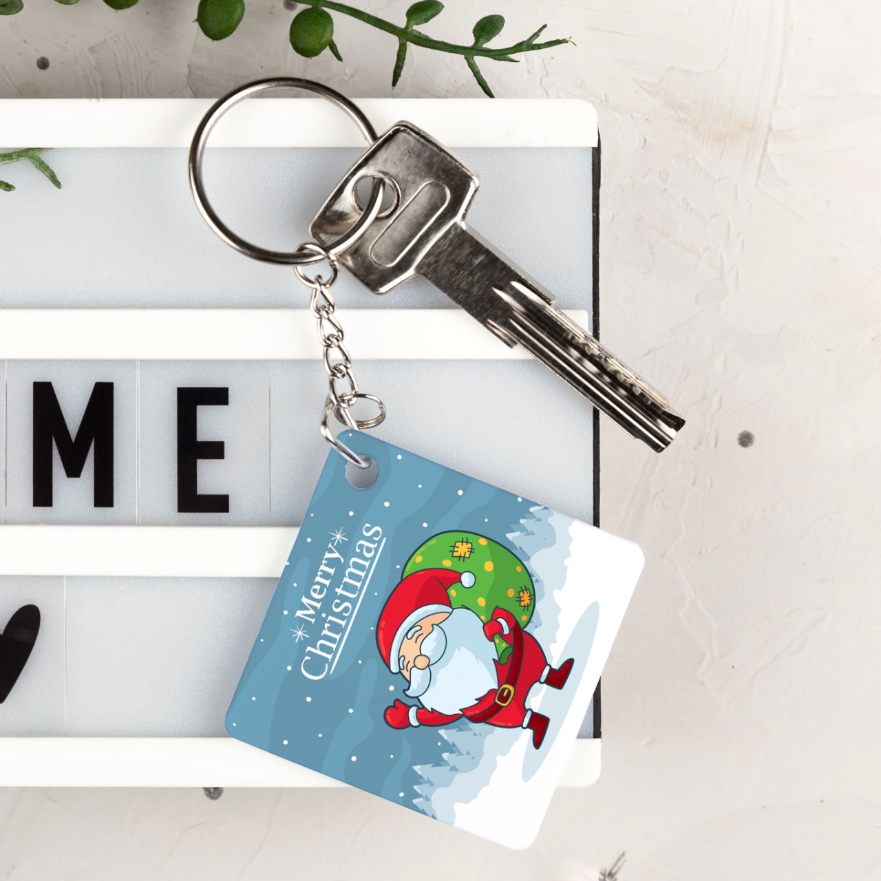 Merry Christmas Squre Key Chain
